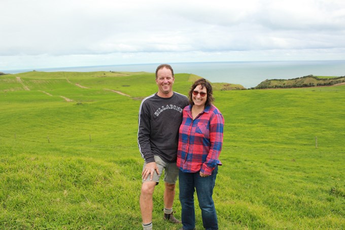 Andrew and Liisa Hamilton on their Awhitu Peninsula farm