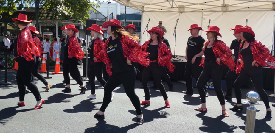 Dancers at a community festival. 