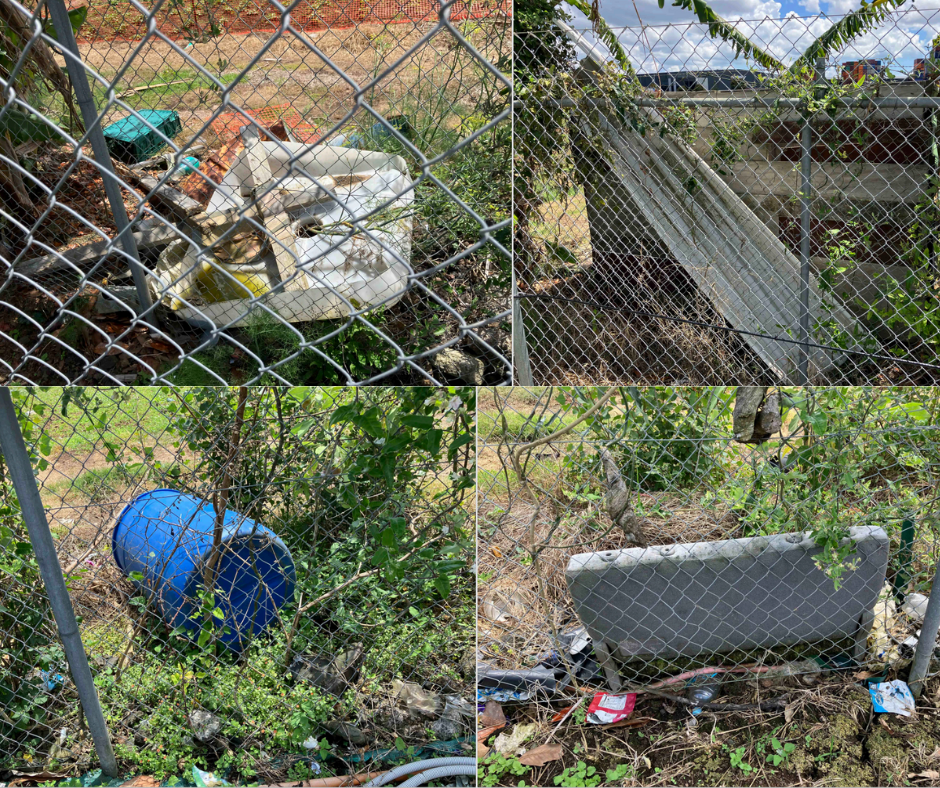 A sad sight: images of illegal dumping taken during a recent walkthrough of the gardens.