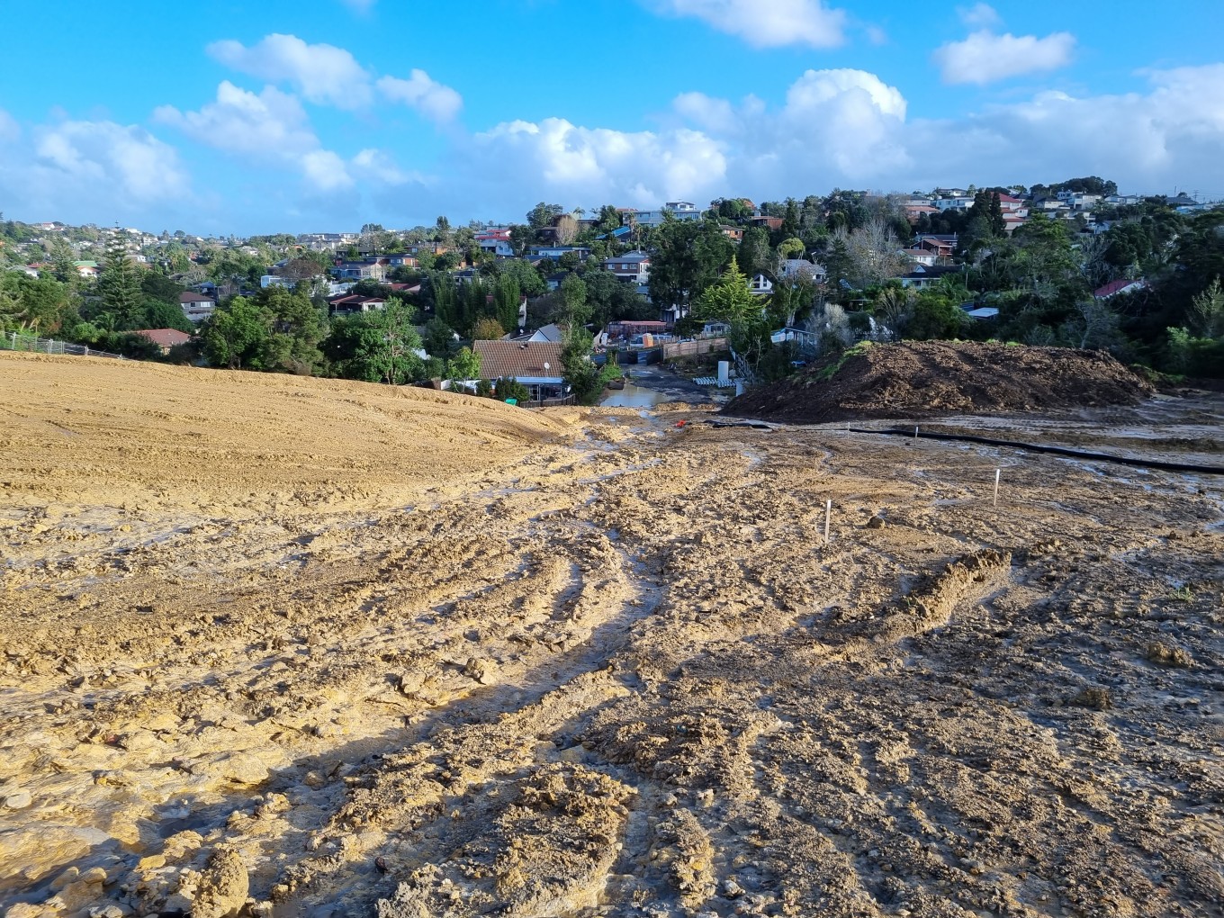 A dirt filled development site.