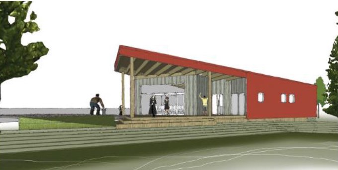 Artist impression of new green building to be built for the Kaipātiki Project