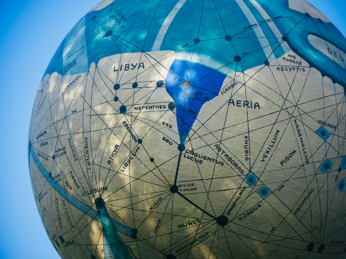 Zoomed in image of the globe exhibit