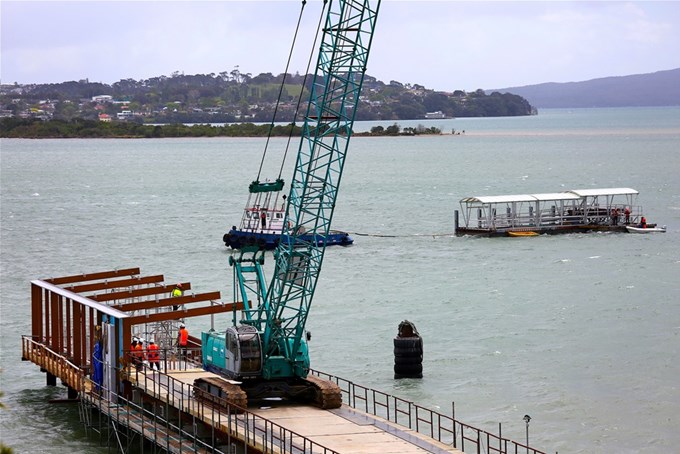 Pontoon floated to new Half Moon Bay ferry pier
