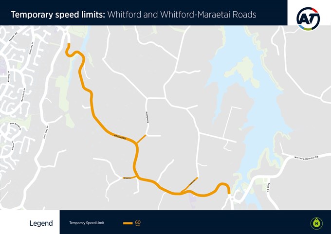 Temporary speed limit restrictions on Whitford Road and Whitford-Maraetai Road