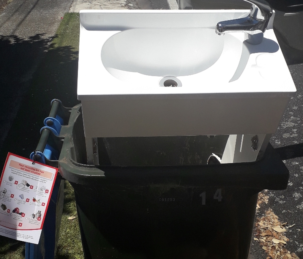 sink in recycling bin