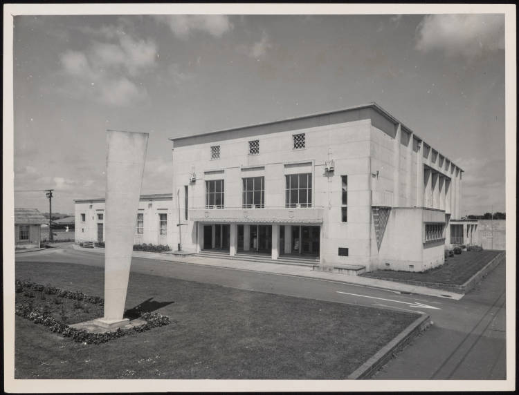 The completed hall in 1958.