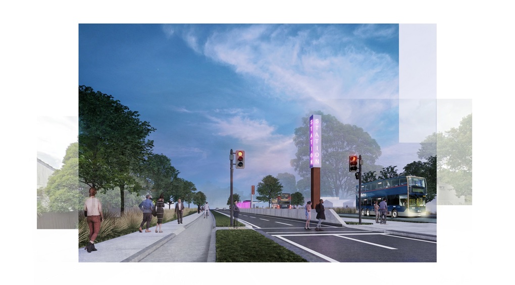 Artist Impression Of A Bus Station On Ti Rakau Dr At Dusk