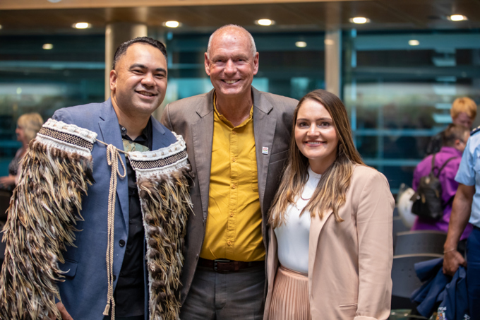 Dr. Will Flavell, Hon Chris Carter, Brooke Loader from Henderson-Massey Local Board