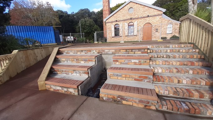 Historical pipes preserved by park upgrade