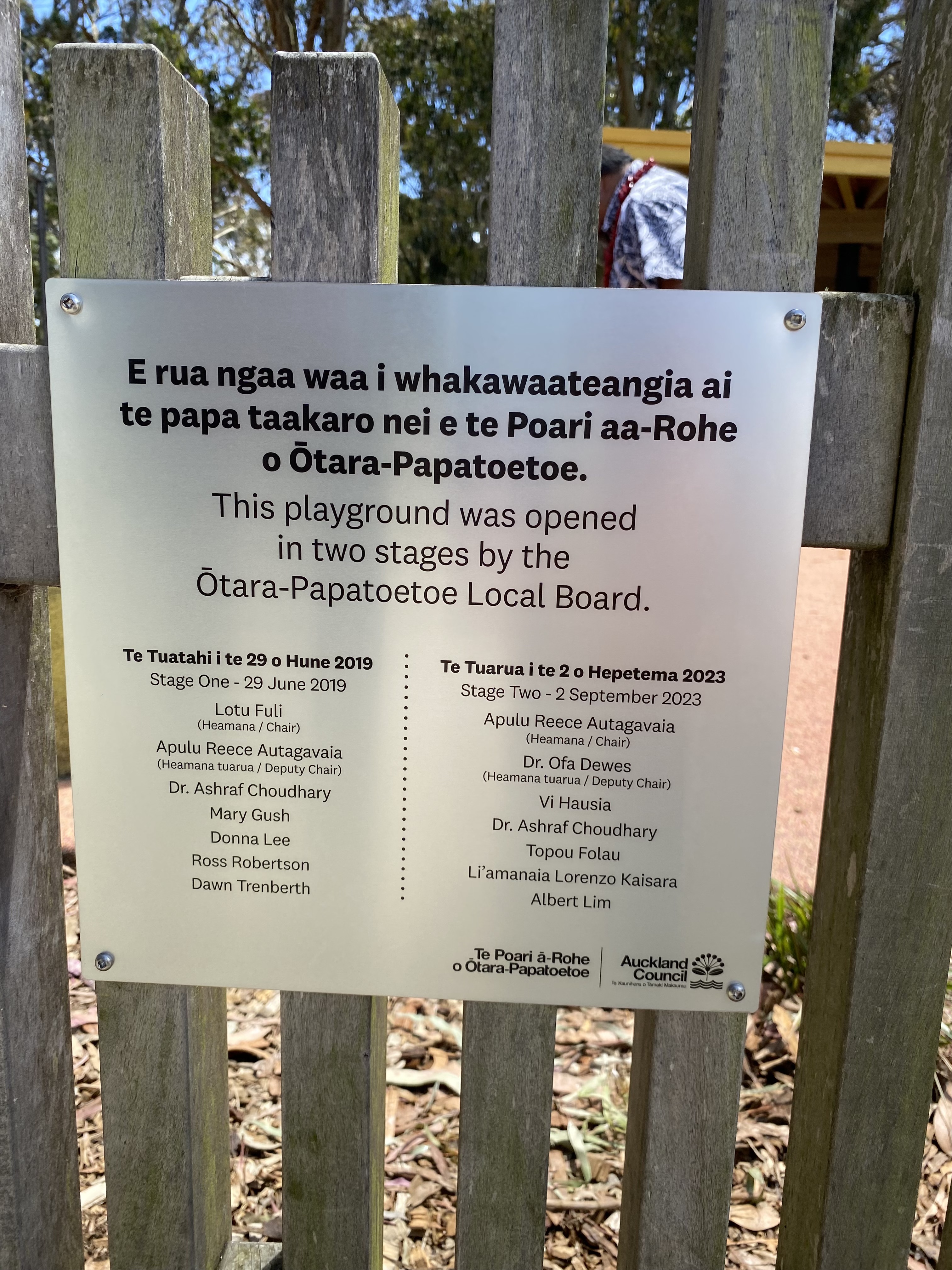 Signage on the playground.