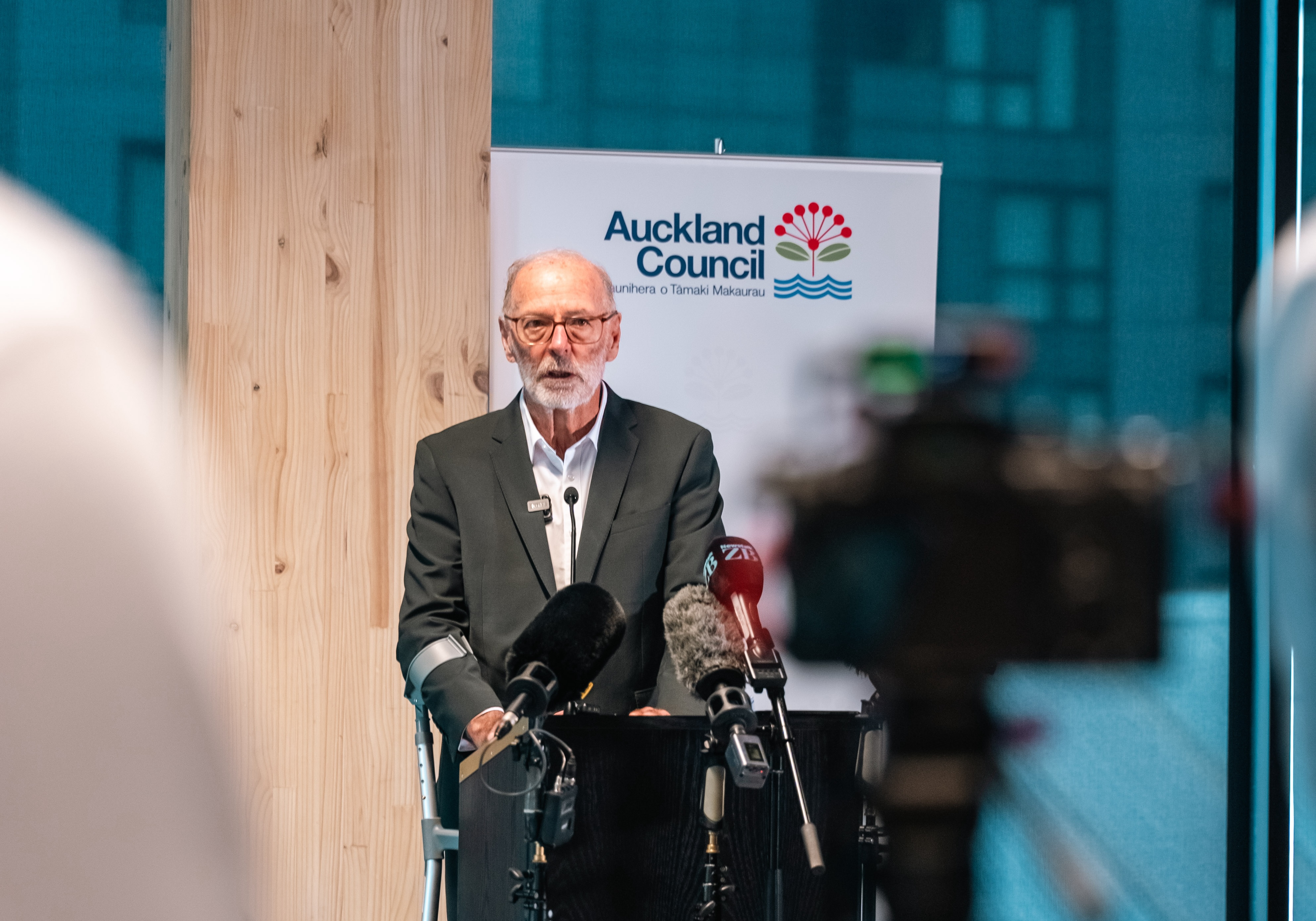 Mayor Brown at a press conference.