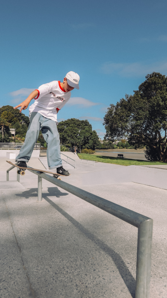 Skateboarder grinds out new and improved rail at Panmure Skate Park