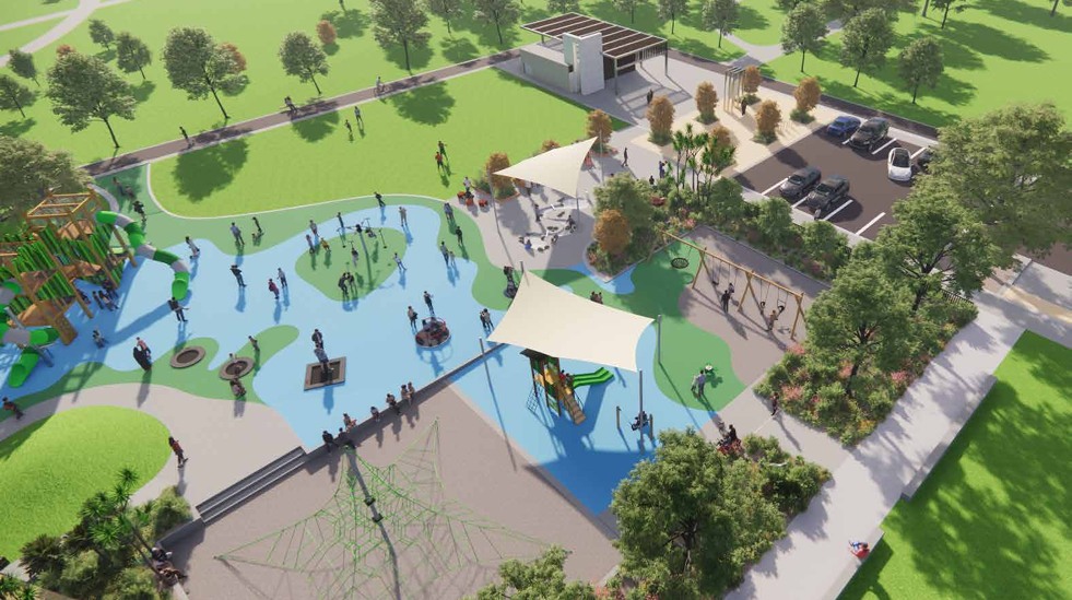 Render of park area.