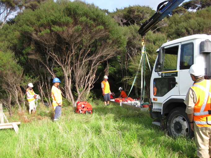 Aotea Contractors get ready for weir removal