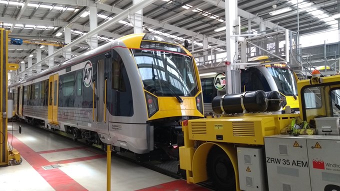 First new electric train arrives in Auckland (1)