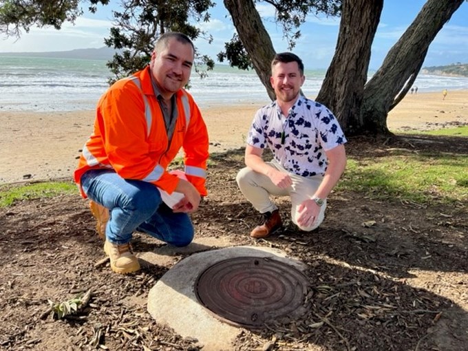 Watercare Project Manager Johan Gerritsen And Auckland Councillor Richard Hills