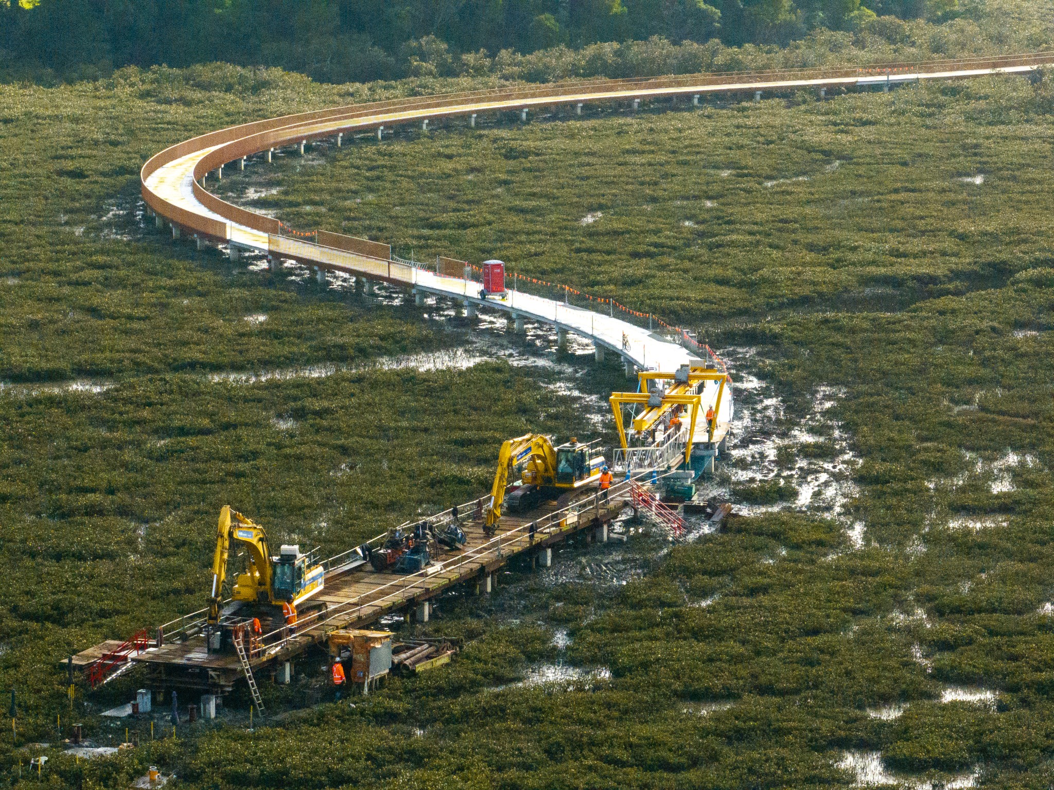 Te Whau Pathway under construction.