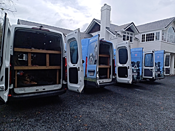 Vans used by Pats & Paws to collect dogs for daycare
