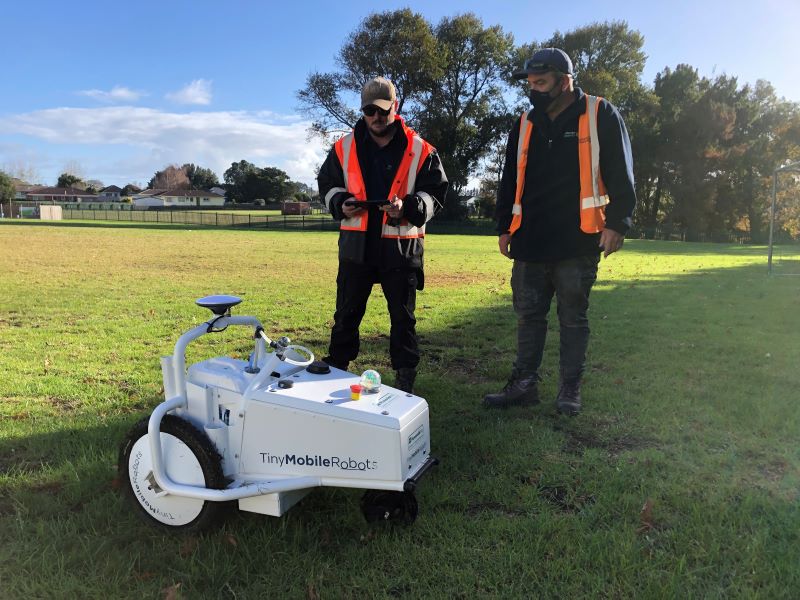 Citycare Property's Mitchell Coombes and Mike Brown get Bob ready to go to work.