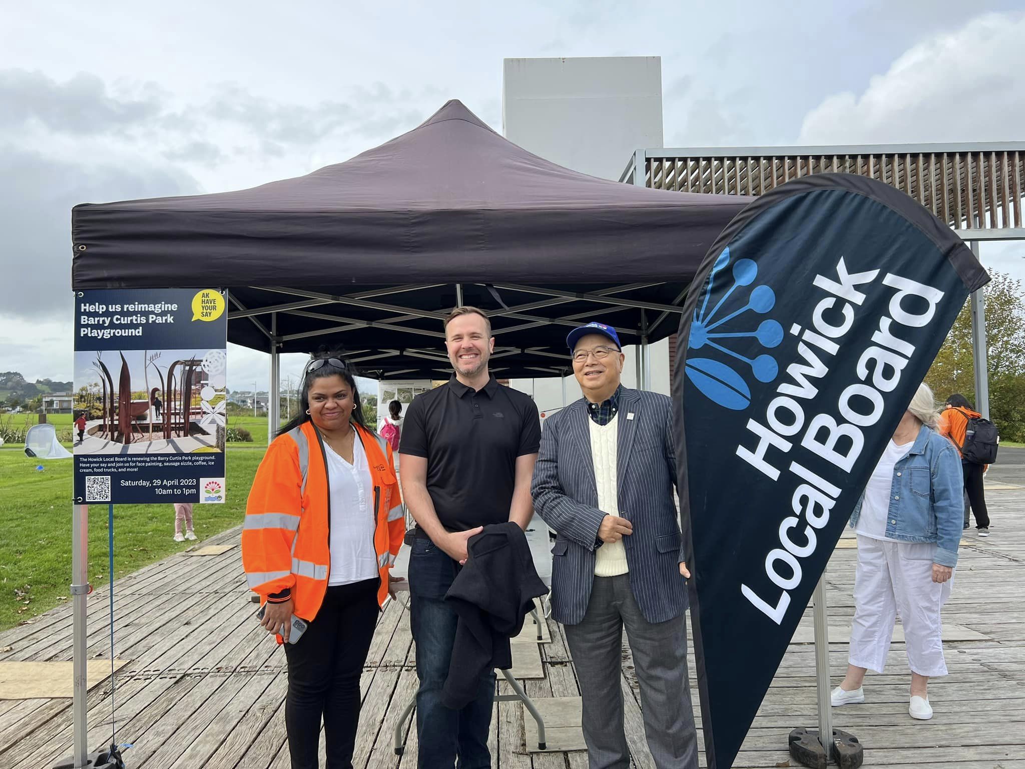 Project manager Vandna with Howick Local Board Chair Damian Light and Board member Peter Young