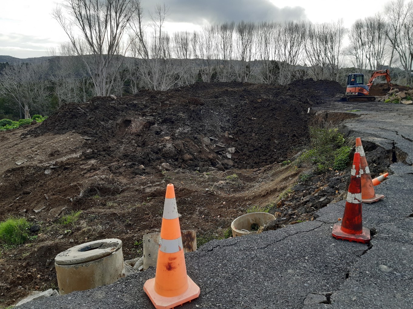 Cordoned off destroyed land.