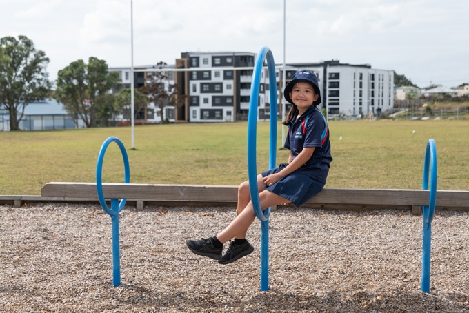 Northcote Intermediate Student In Te Ara Awataha Greenway Bridge