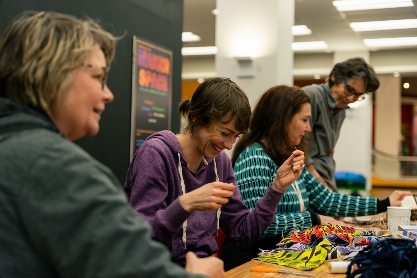 Enjoy the company of others while completing a project at one of the many craft groups run by Auckland Libraries. The UFO group (pictured above) is a group where people come together to work on unfinished objects and meets weekly at the Central City Library.