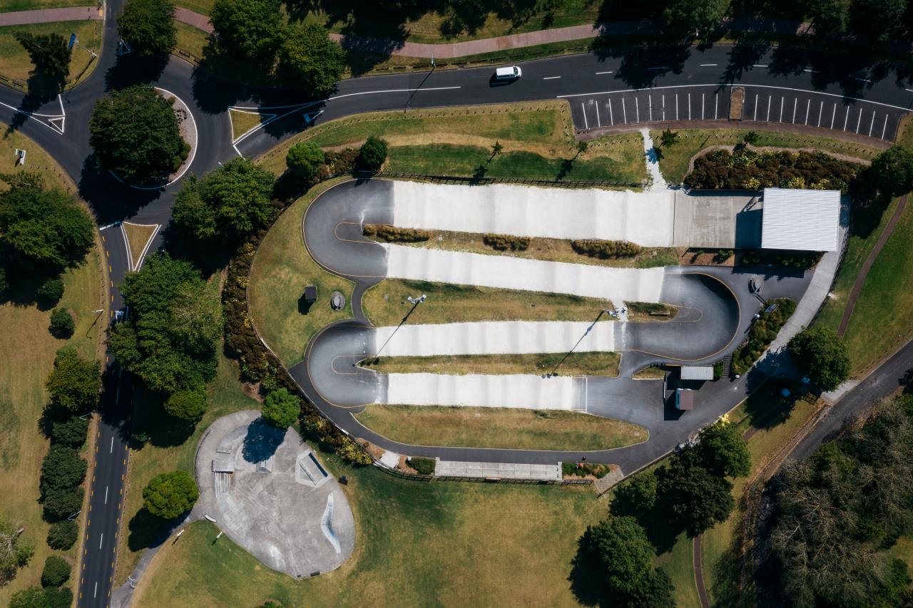 An aerial view of the local bmx bike trail. 