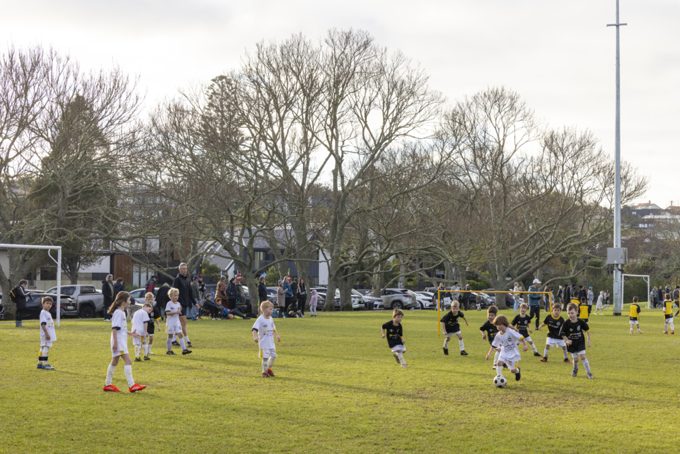 Kids playing soccer
