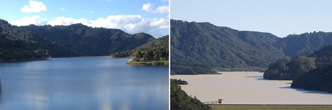 Watercare Hunua dam before and after