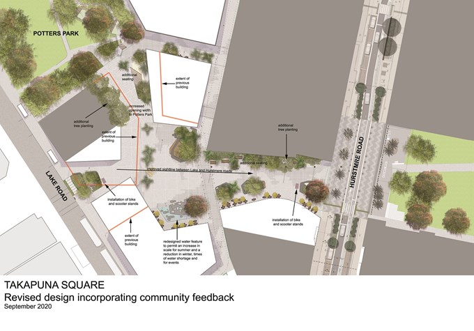 Community feedback strengthens Takapuna town square design