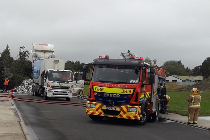 Recycling truck blazes on the rise