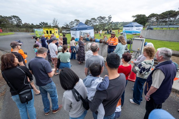 Locals get a close-up look at operations inside the Beachlands Wastewater Treatment Plant
