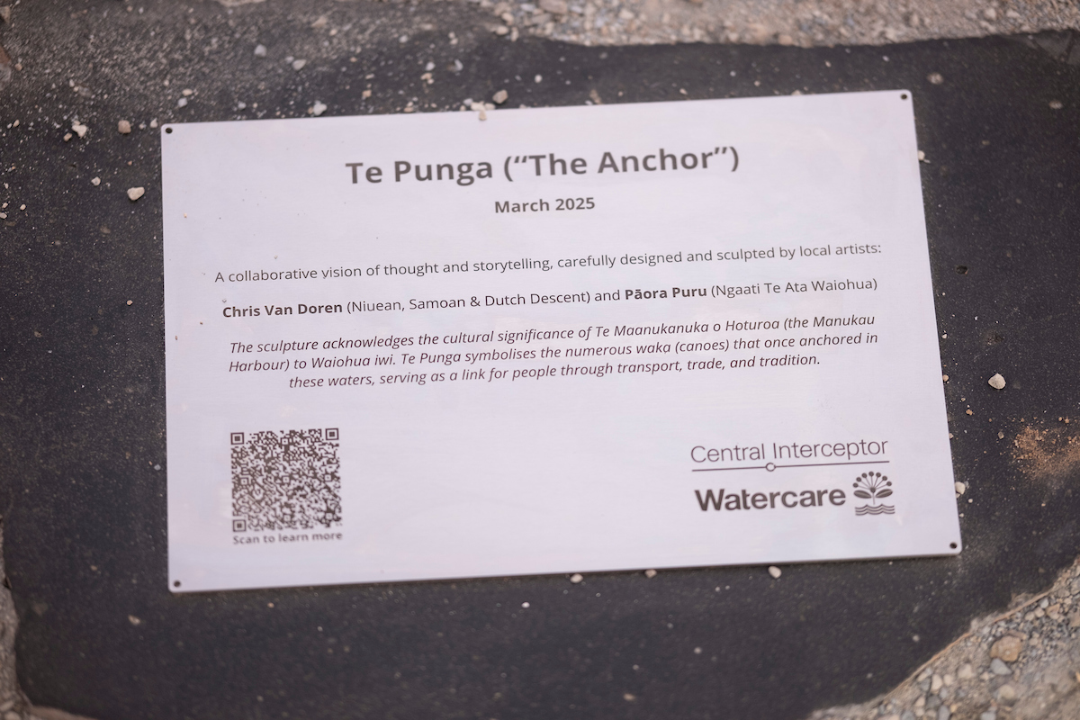 The inscription on the sculpture helps the public understand its meaning and significance. Image: Simon Runting.