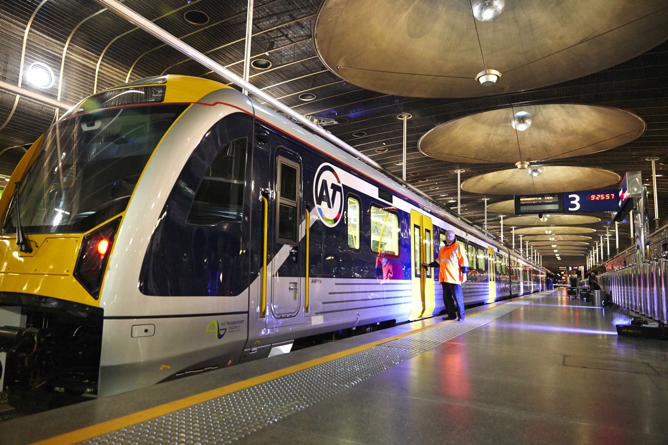 Electric train at an Auckland train station