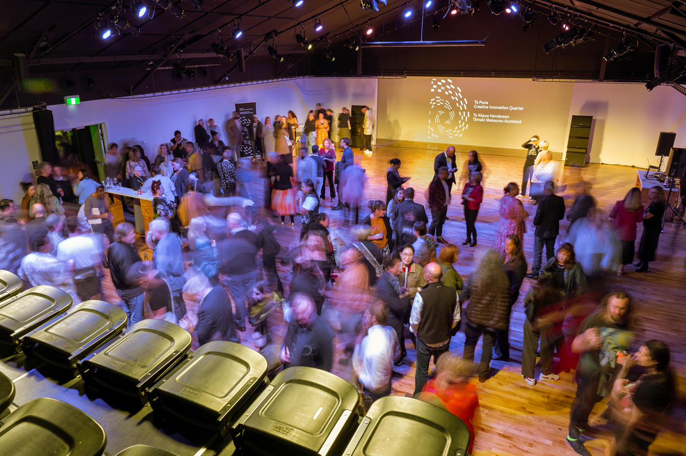 The interior of the theatre at the Te Puna Creative Theatre. 