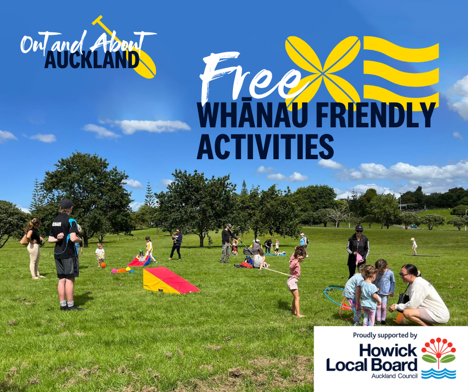 Families enjoying the park in Auckland Council ad.