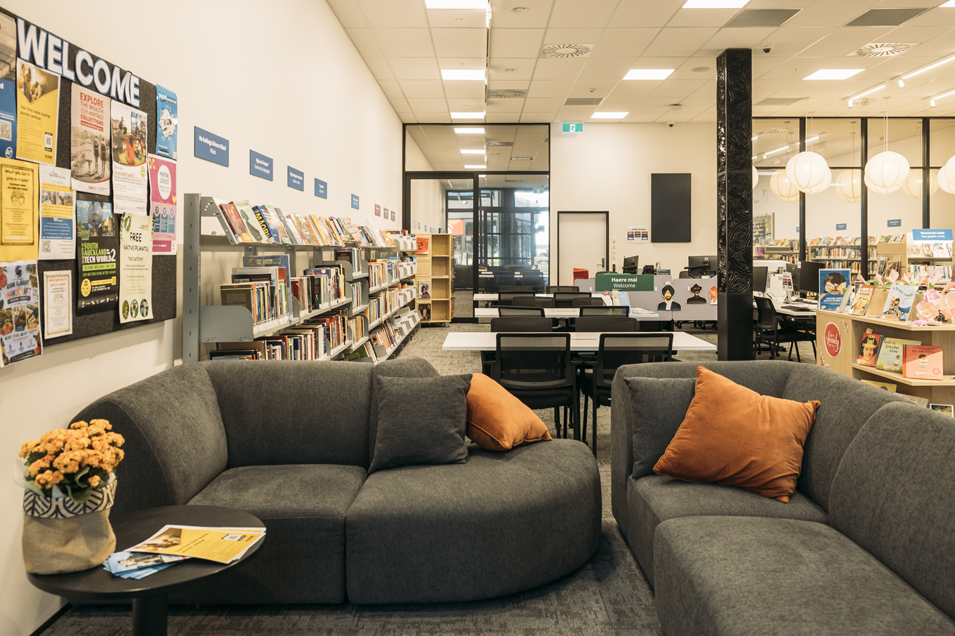 Couches in a local library building. 