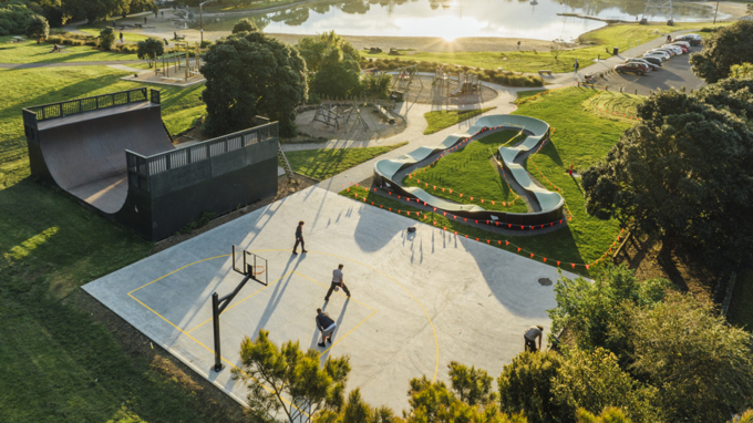 Onehunga Bay Reserve Aerial Shot Courtside OA