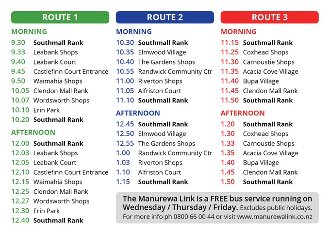 Manurewa Link Timetable A6 P2