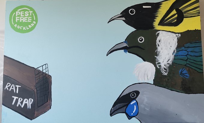Students create colourful murals for pest free trailer (2)