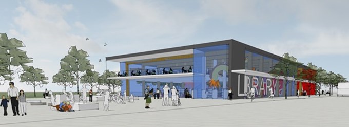 NZ’s largest new town taking shape - Artist impression of the library and community facility