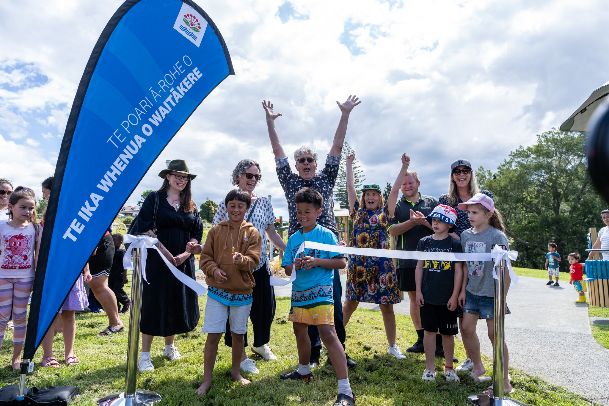 Waitākere Ranges Local Board members at the Clayburn Reserve opening event.