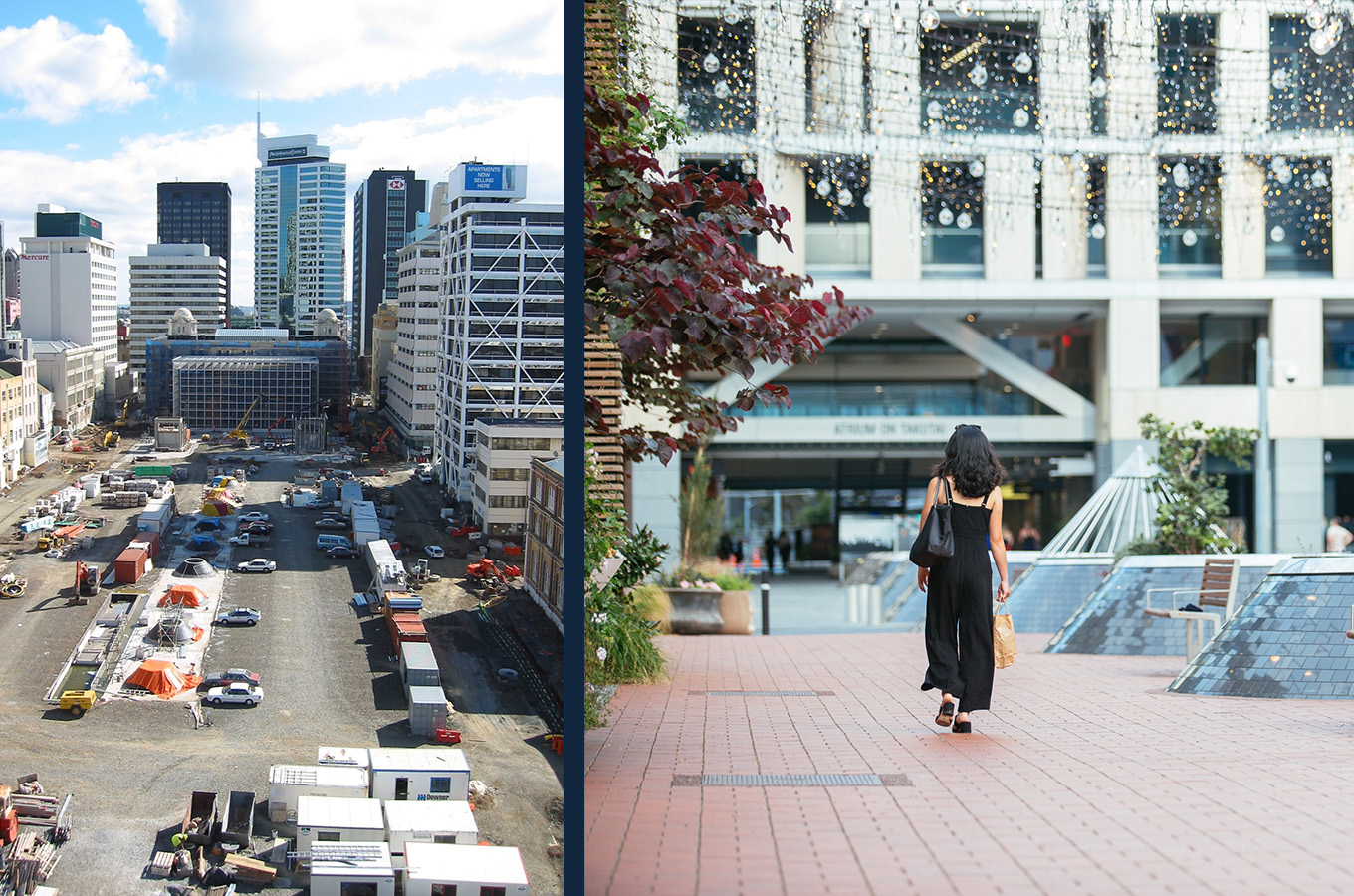 Britomart mid-construction and the finished space.