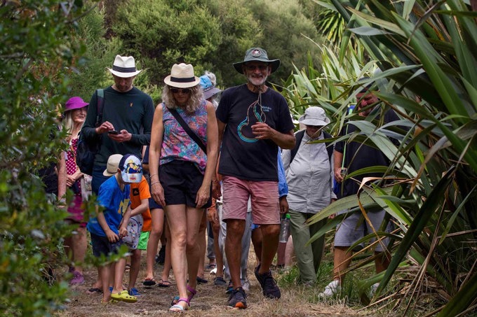 People walking through the bush