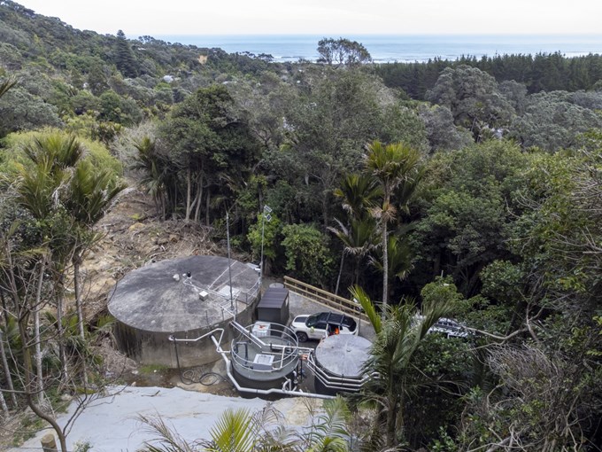 Exterior Drone Footage Of The Muriwai Water Treatment Plant