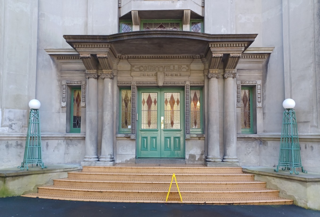 The front of the Middle Courtville building. 