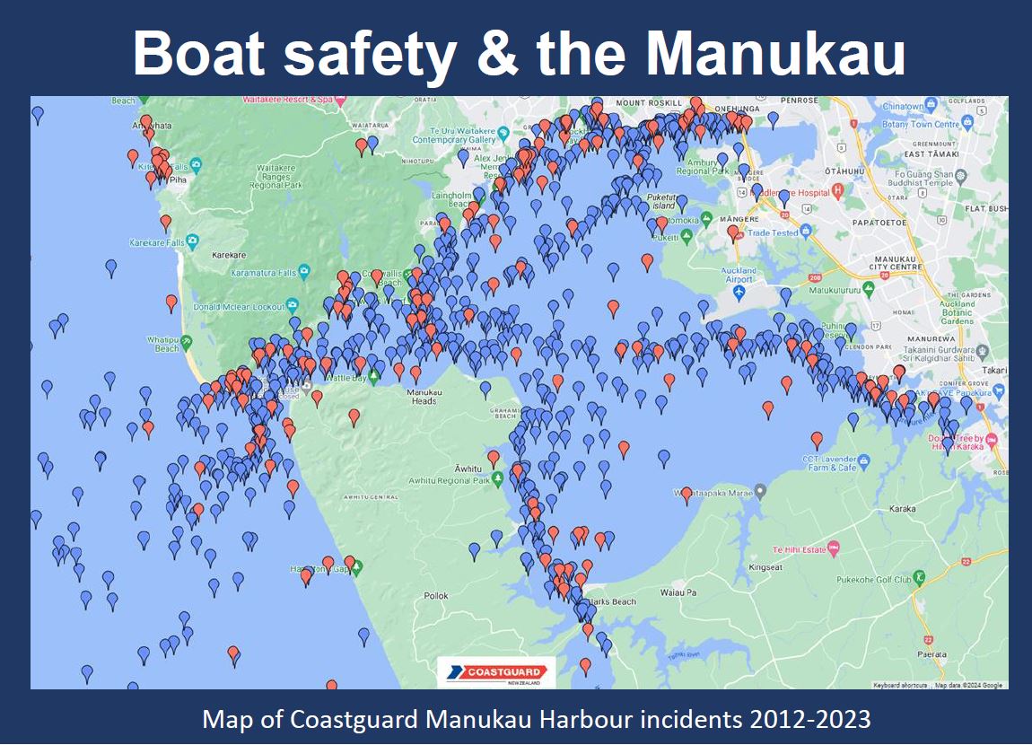 Boat safety map in the Manukau harbour.