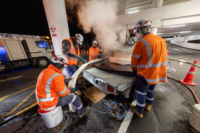 Watercare Workers at night