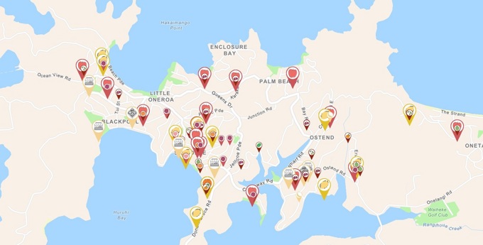 Waiheke Food Map Larger